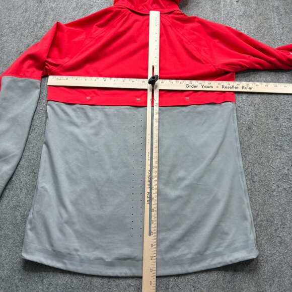 Nike Shield Flash Running Jacket Women M Red Gray Hooded Reflective 619026 - Picture 11 of 16